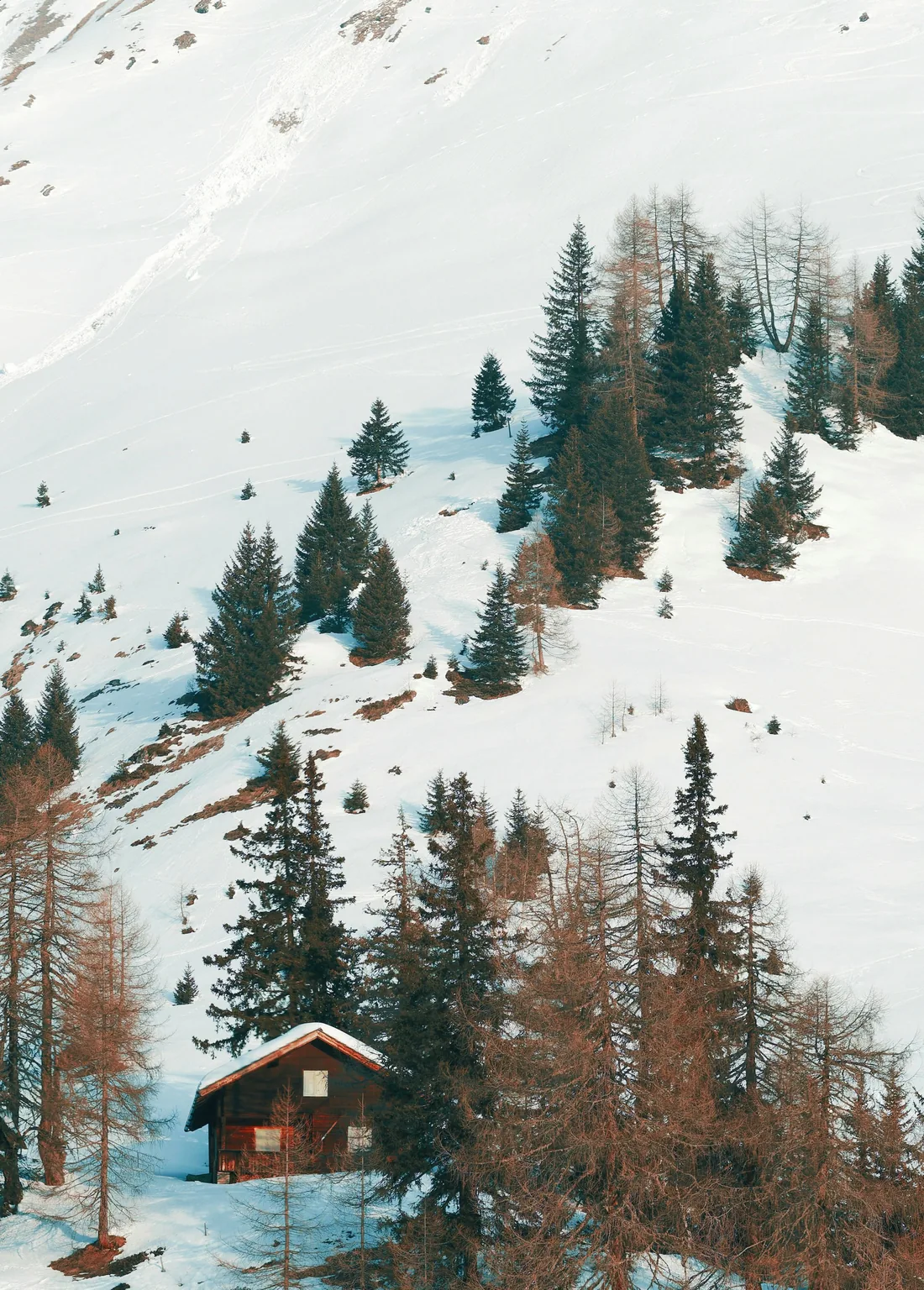 Chalet de CIME sur les pentes enneigées des Alpes valaisannes